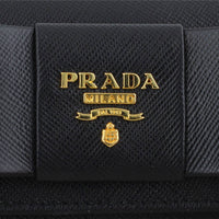 Prada Saffiano Small Fiocco Bow Wallet Logo