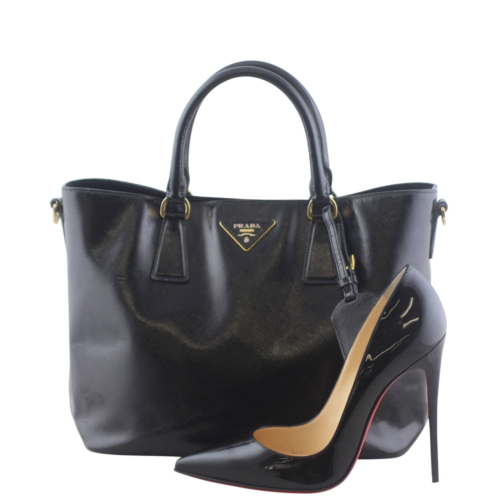 Prada Saffiano Vernice Tote Bag Scale