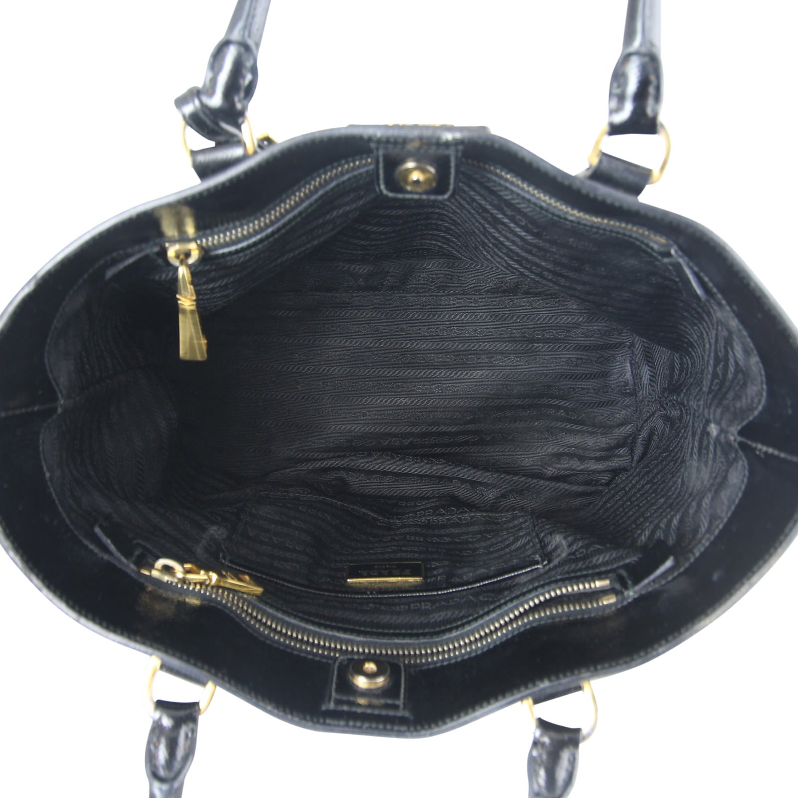 Prada Saffiano Vernice Tote Bag Interior