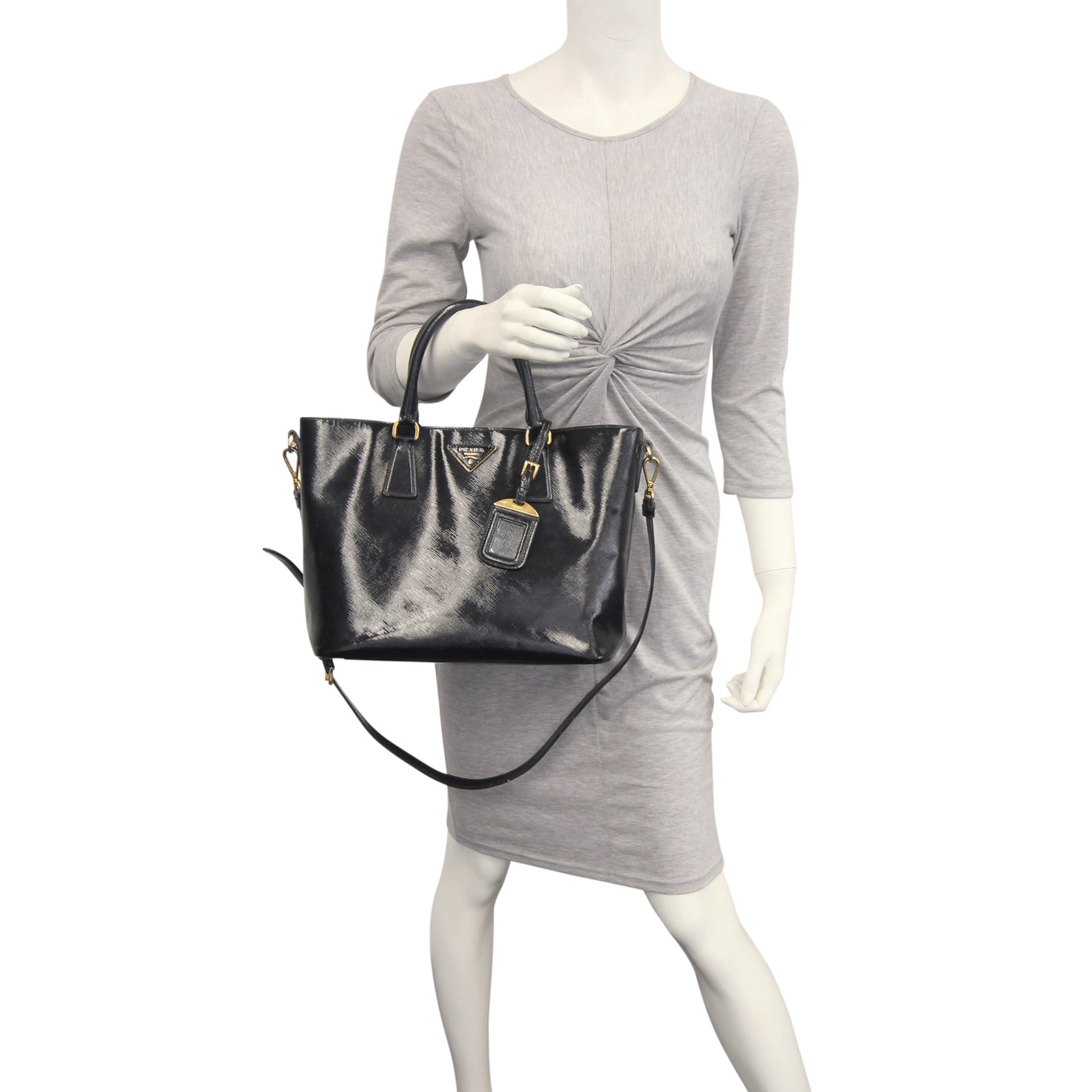 Prada Saffiano Vernice Tote Bag Mannequin