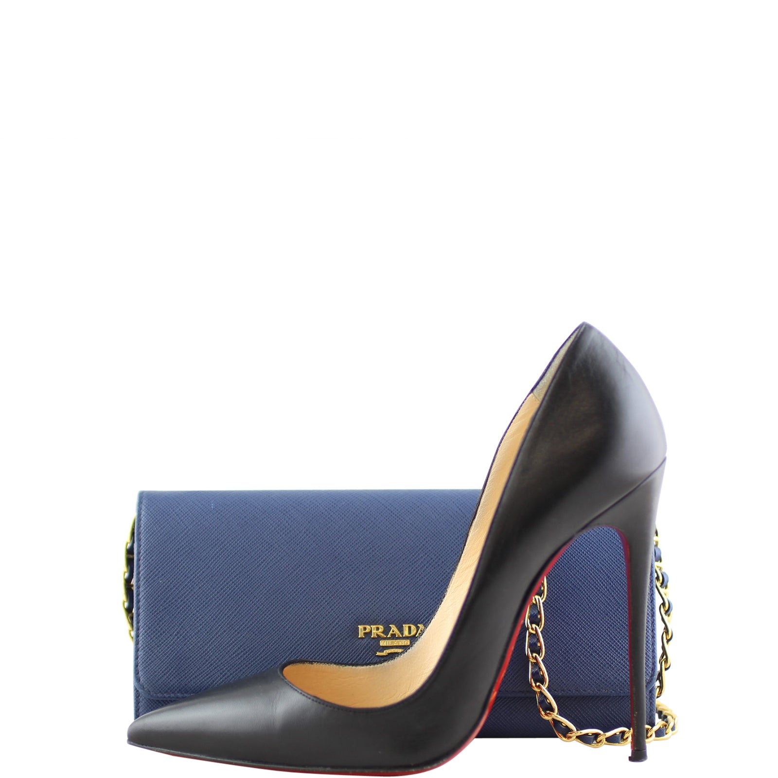 Prada Saffiano Lux Chain Wallet Scale