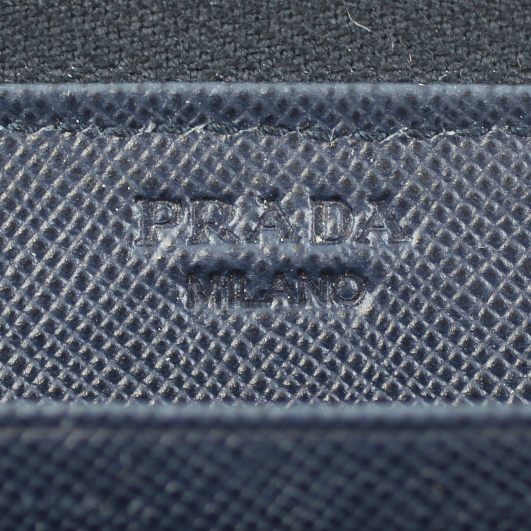 Prada Saffiano Zip Around Travel Wallet Stamp