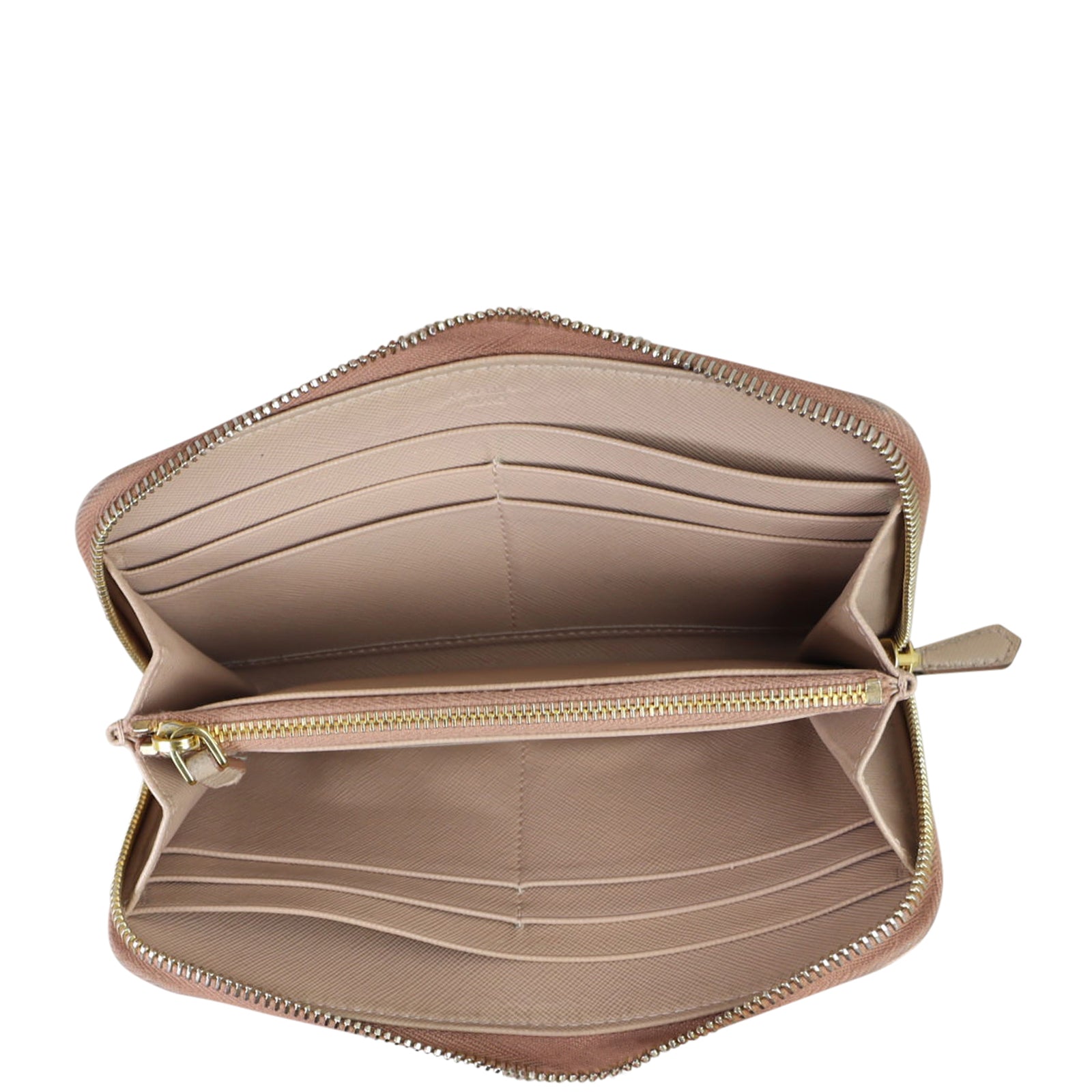 Prada Saffiano Zip Around Wallet Whole interior