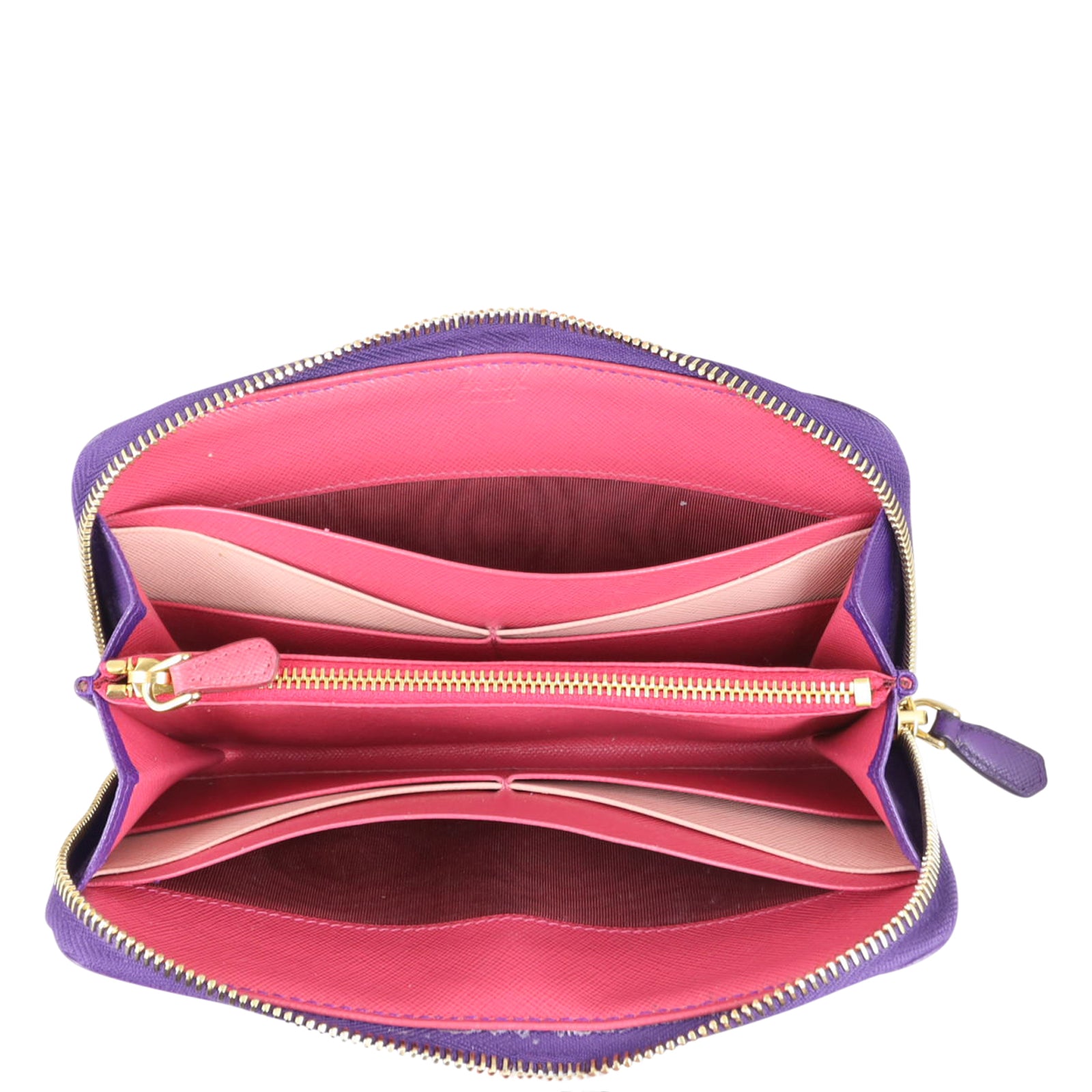 Prada Saffiano Zip Wallet Whole interior