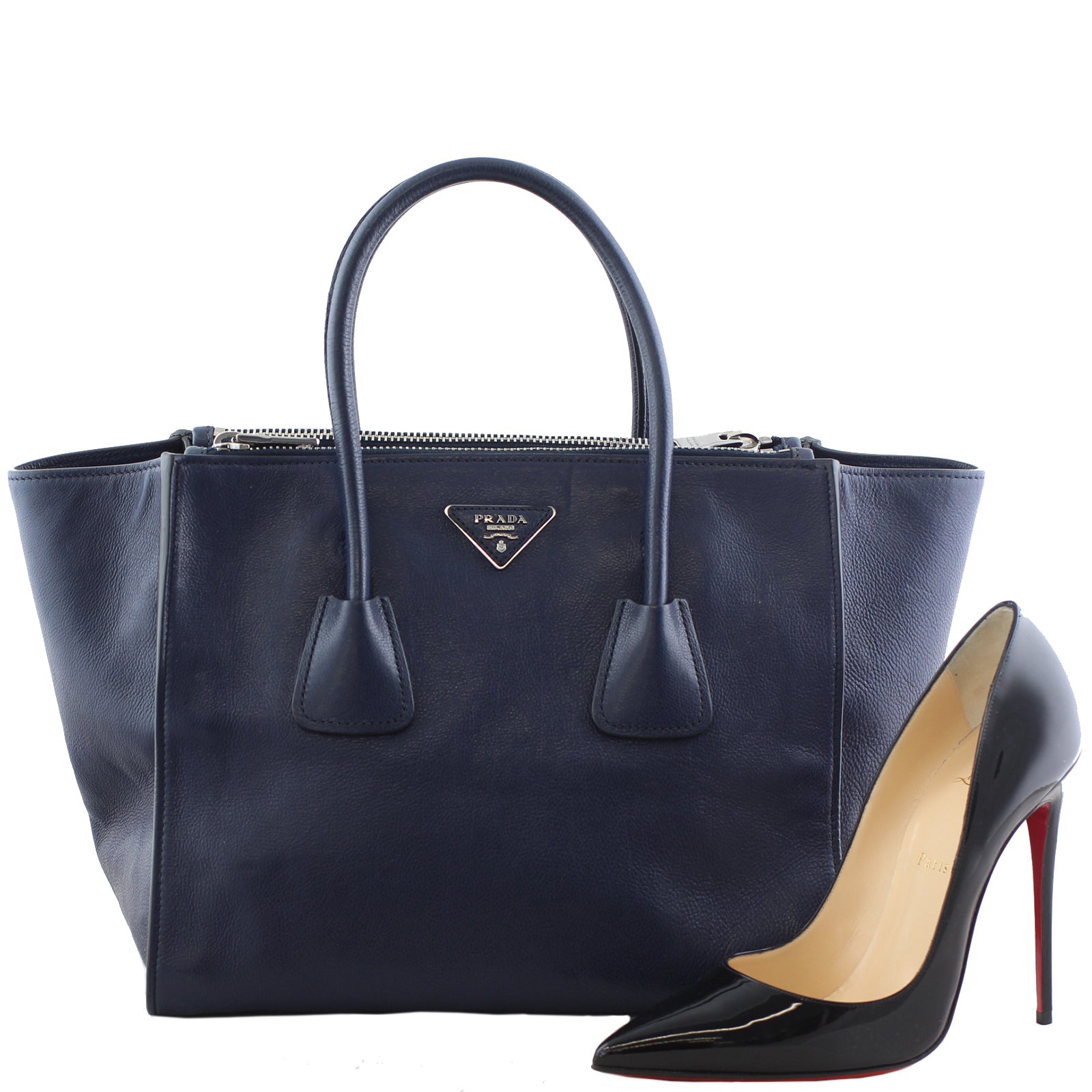 Prada Twin Pocket Glace Calfskin Tote Shoe