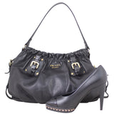 Prada Soft Leather Top Handle Tote Shoe
