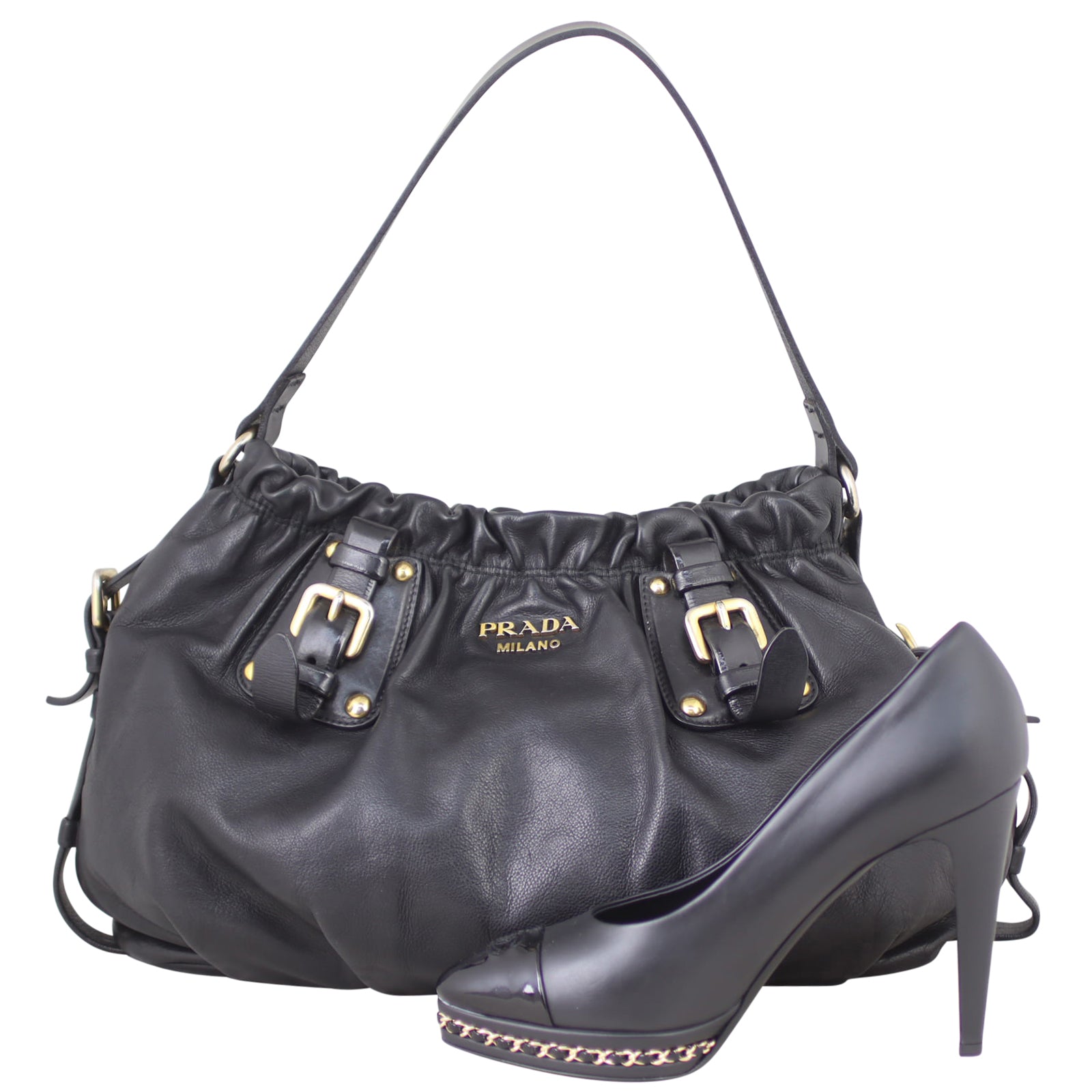 Prada Soft Leather Top Handle Tote Shoe