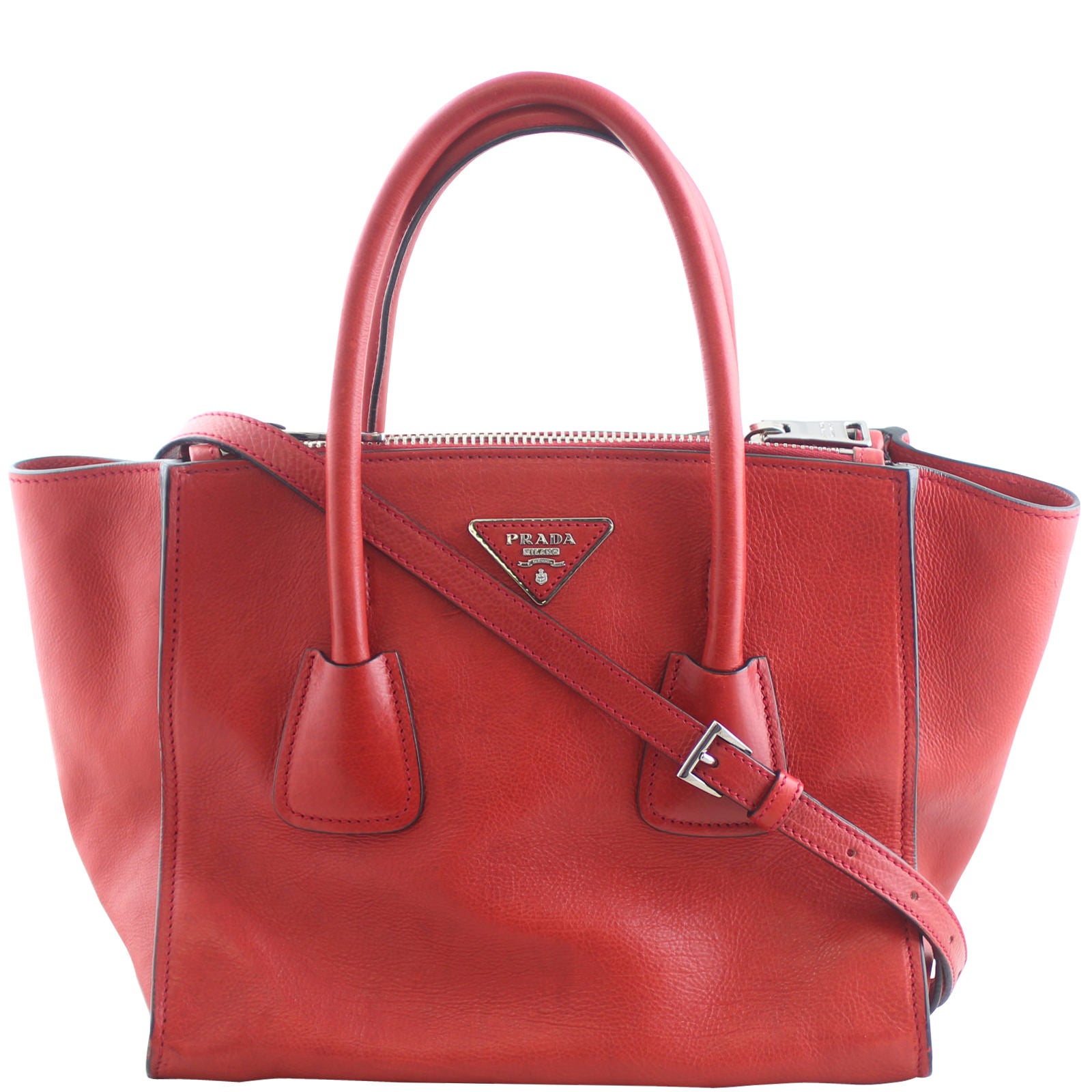 Prada Twin Pocket Glace Calfskin Tote Front