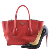 Prada Twin Pocket Glace Calfskin Tote Scale