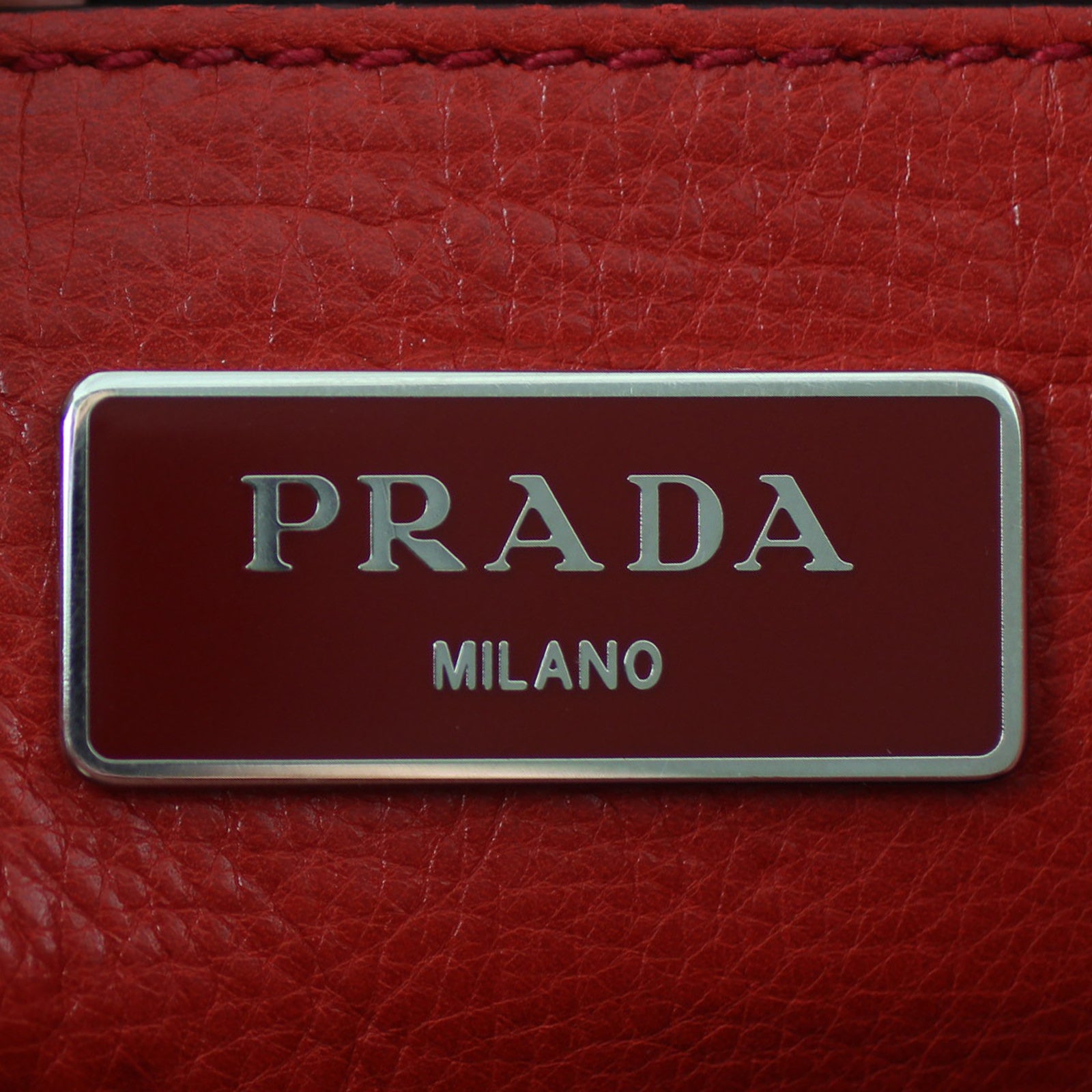 Prada Twin Pocket Glace Calfskin Tote Stamp