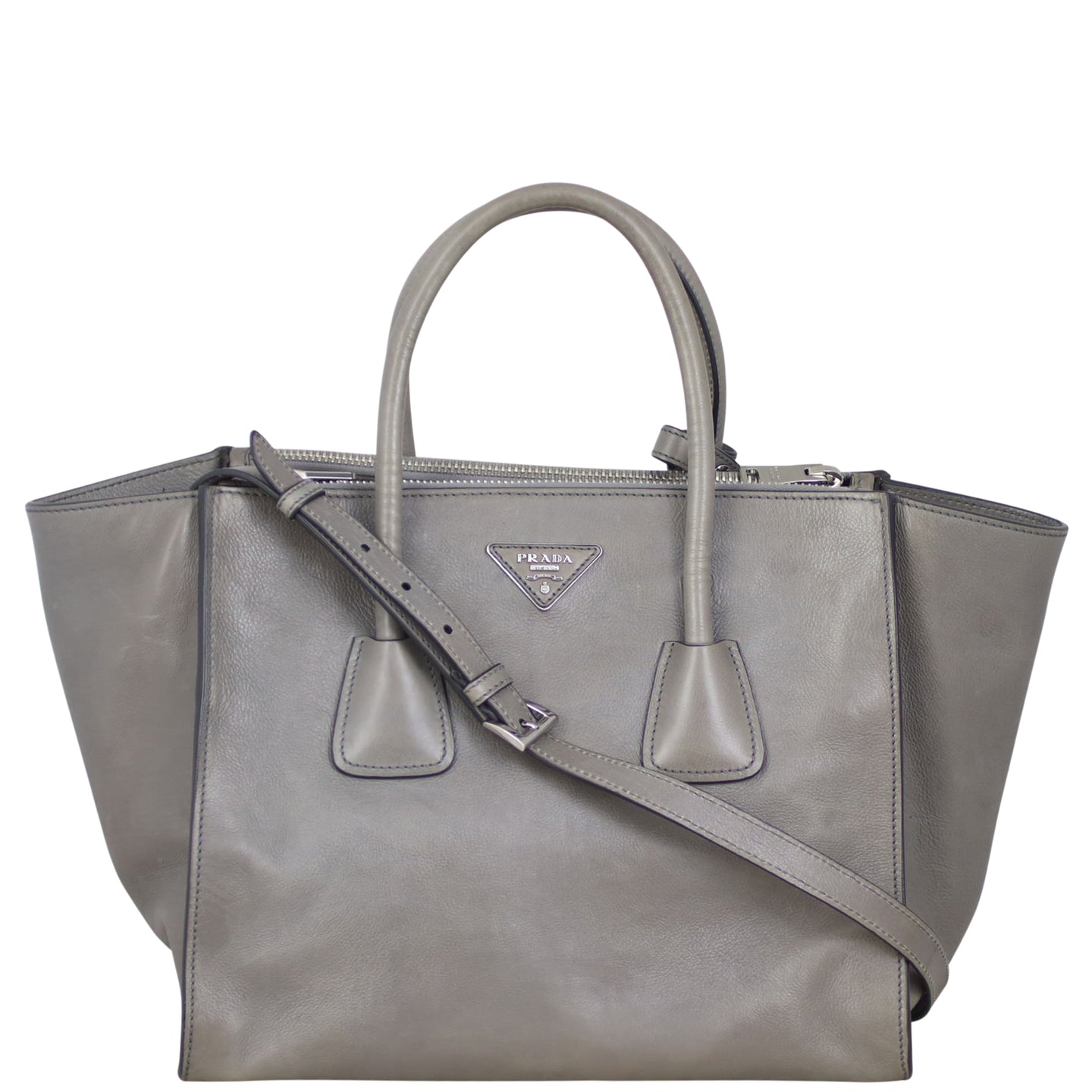 Prada Twin Pocket Glace Calfskin Tote Front