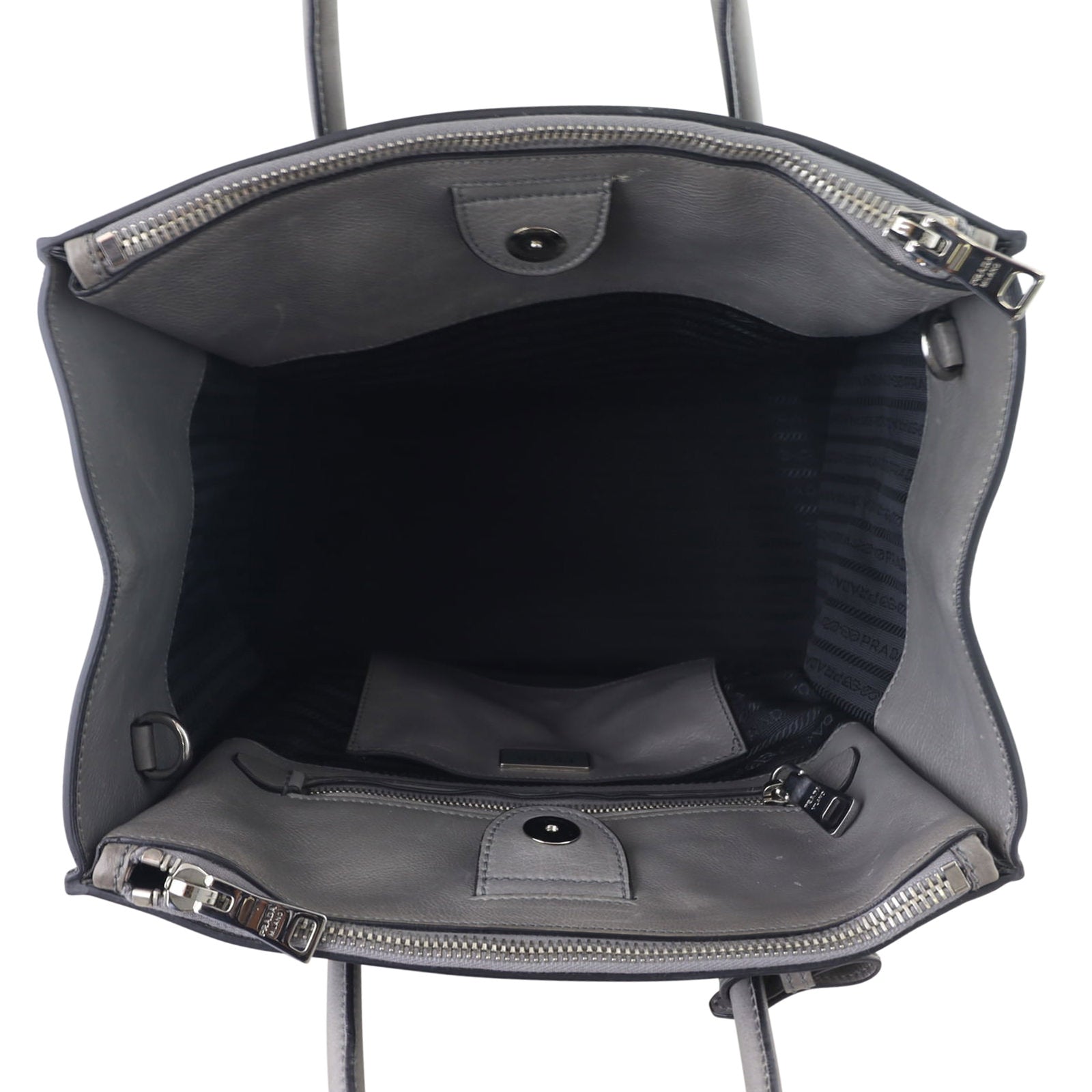 Prada Twin Pocket Glace Calfskin Tote Interior