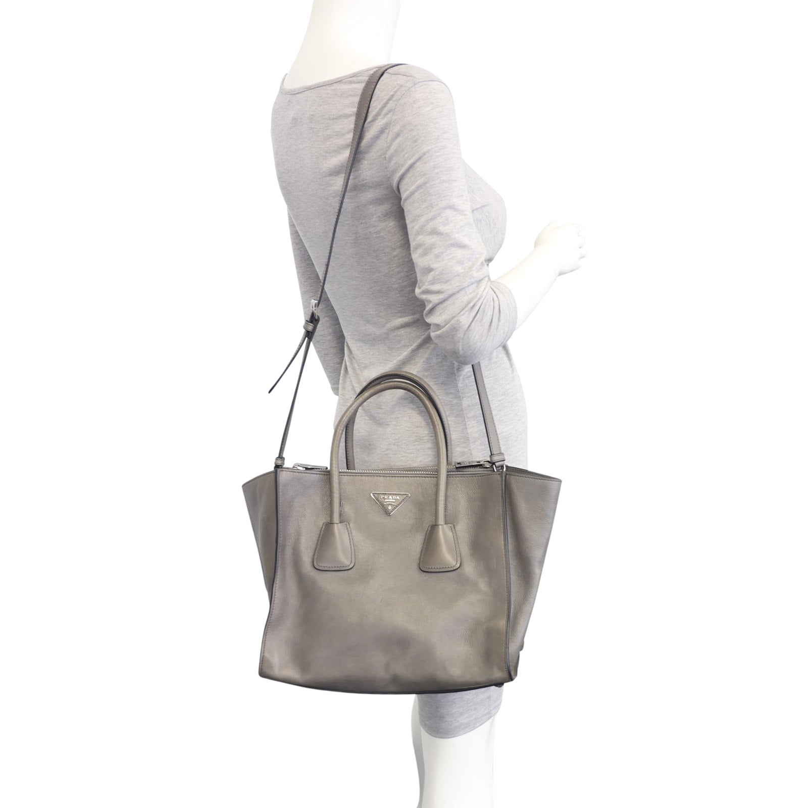 Prada Twin Pocket Glace Calfskin Tote Mannequin