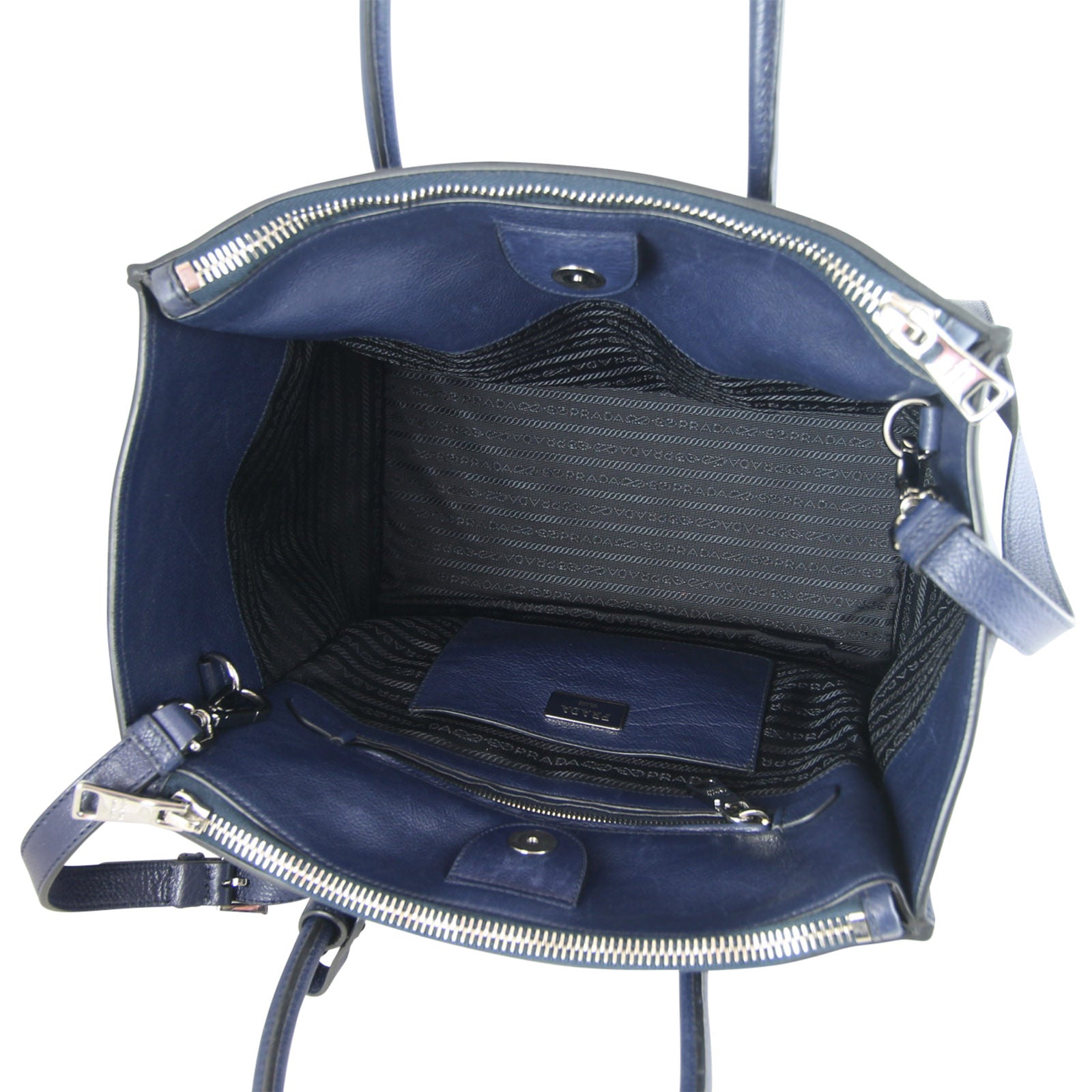 Prada Twin Pocket Glace Calfskin Tote Interior