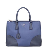 Prada Two Tone Saffiano Lux Galleria Double Zip Tote Front