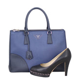 Prada Two Tone Saffiano Lux Galleria Double Zip Tote Shoe