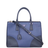 Prada Two Tone Saffiano Lux Galleria Double Zip Tote Front