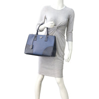 Prada Two Tone Saffiano Lux Galleria Double Zip Tote Mannequin