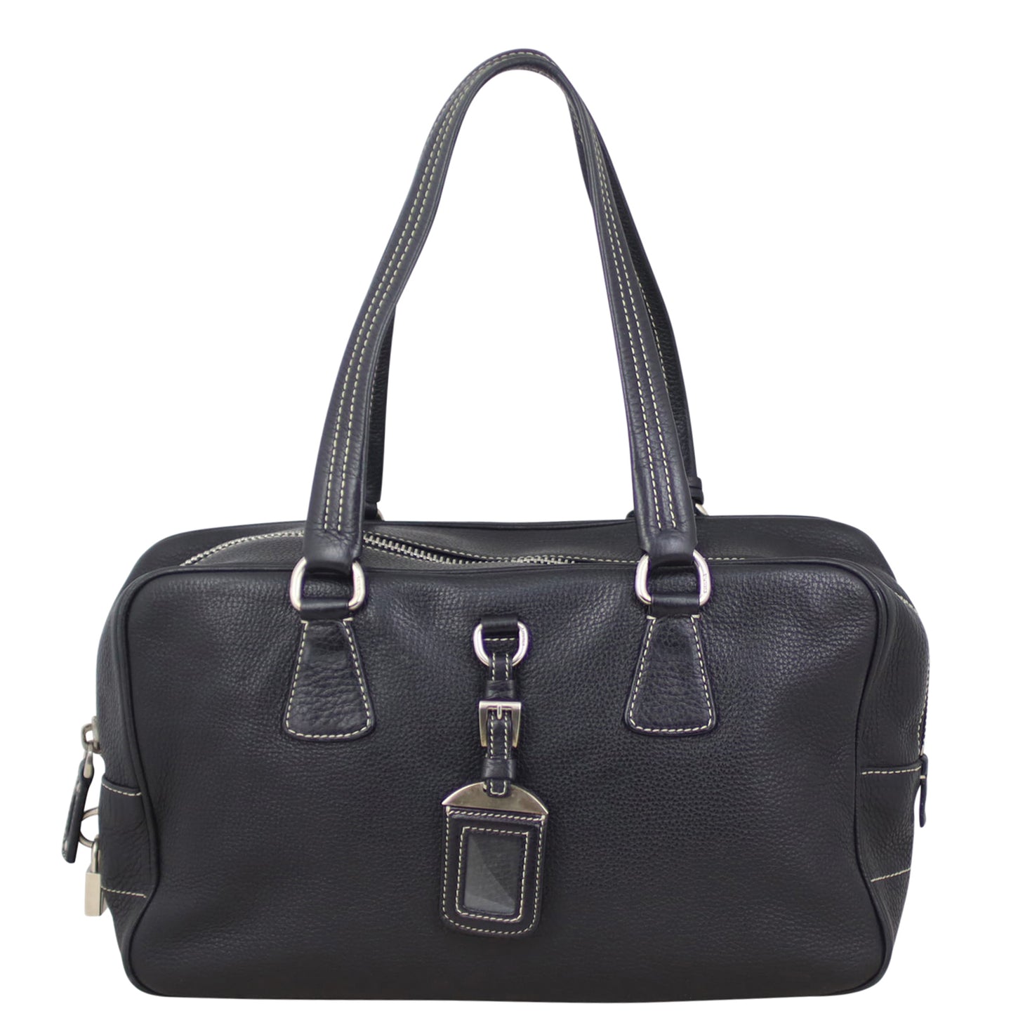 Prada Vitello Daino Contrast Stitch Bowler Front