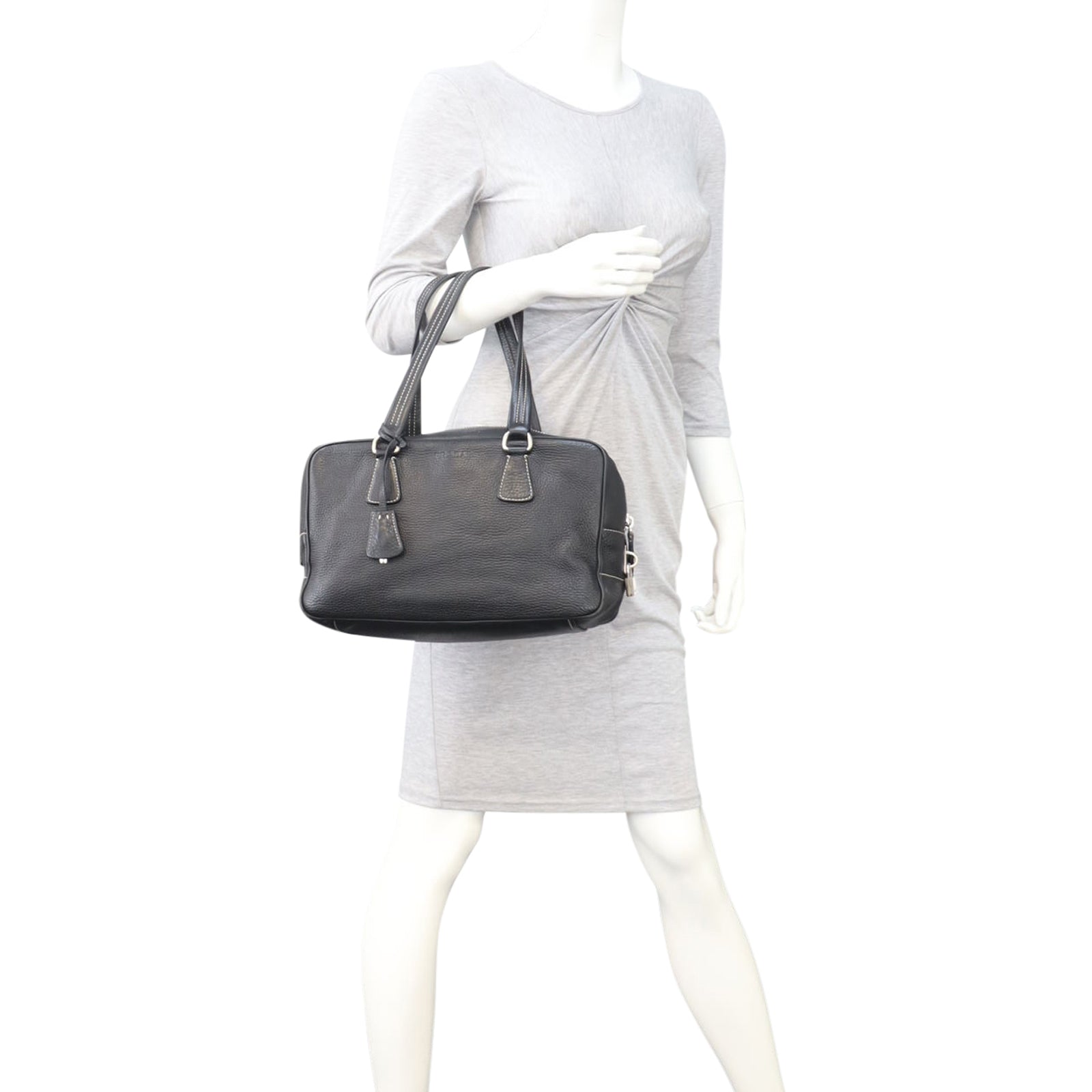 Prada Vitello Daino Contrast Stitch Bowler Mannequin