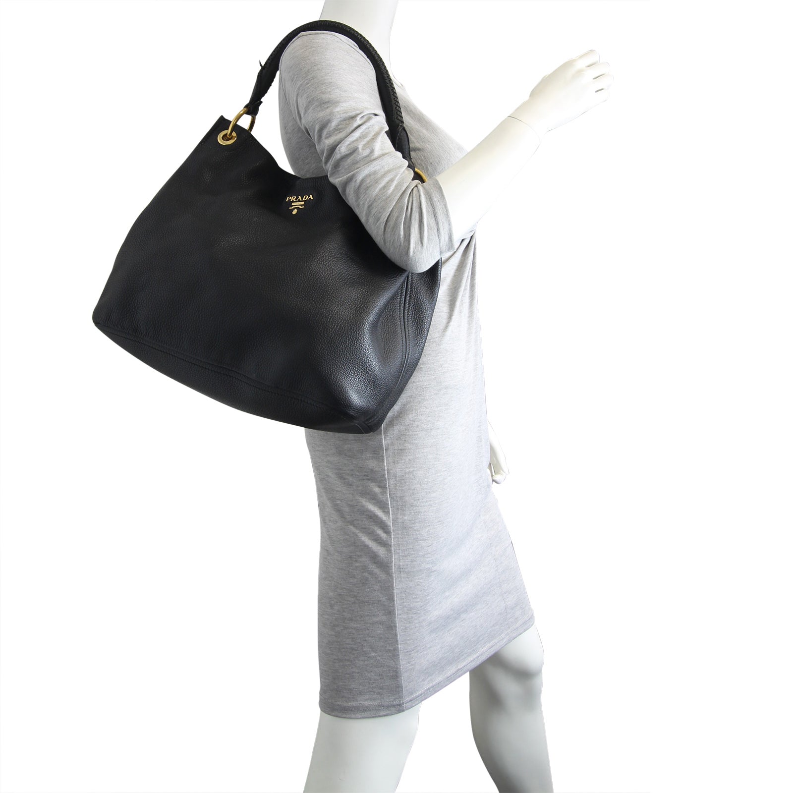 Prada Vitello Daino Hobo mannequin
