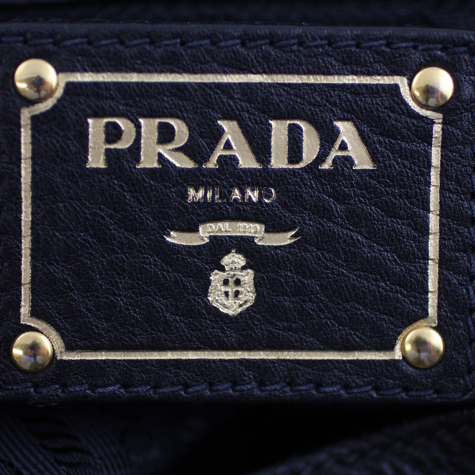 Prada Vitello Daino Hobo plate