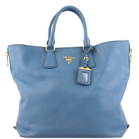 Prada Vitello Daino Large Expandable Shopper Tote Front