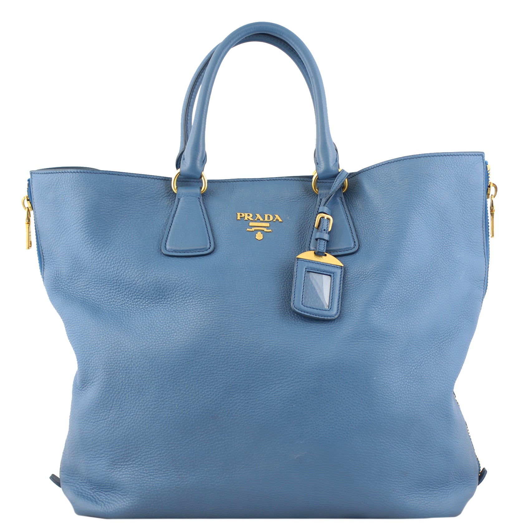 Prada Vitello Daino Large Expandable Shopper Tote Front