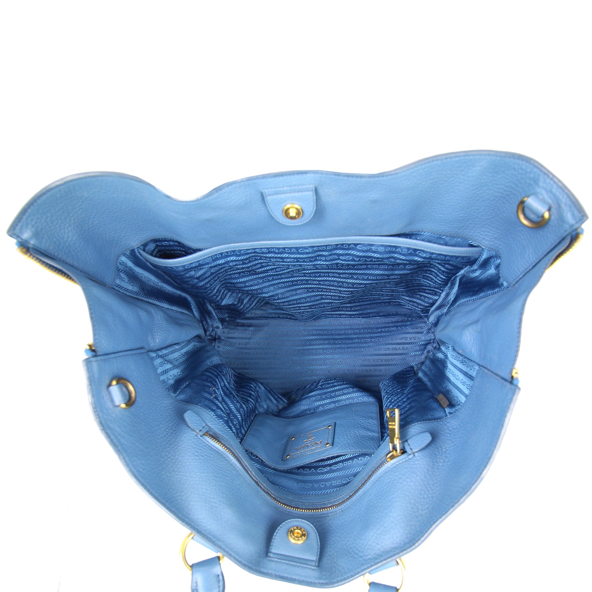 Prada Vitello Daino Large Expandable Shopper Tote Interior