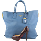 Prada Vitello Daino Large Expandable Shopper Tote Scale
