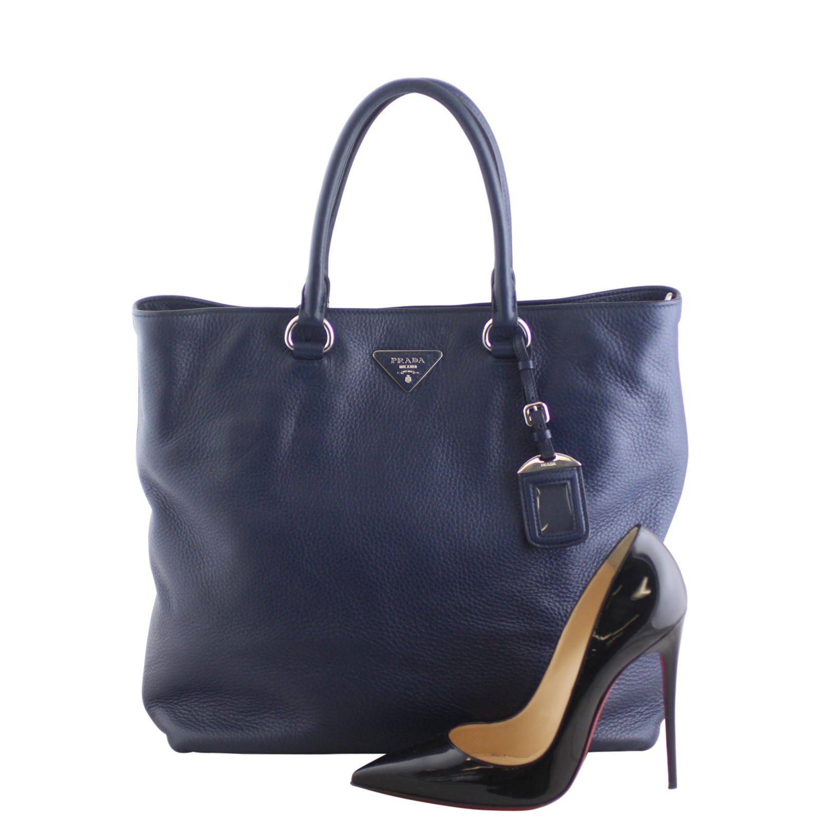 Prada Vitello Daino Shopping Large Tote Bag Scale