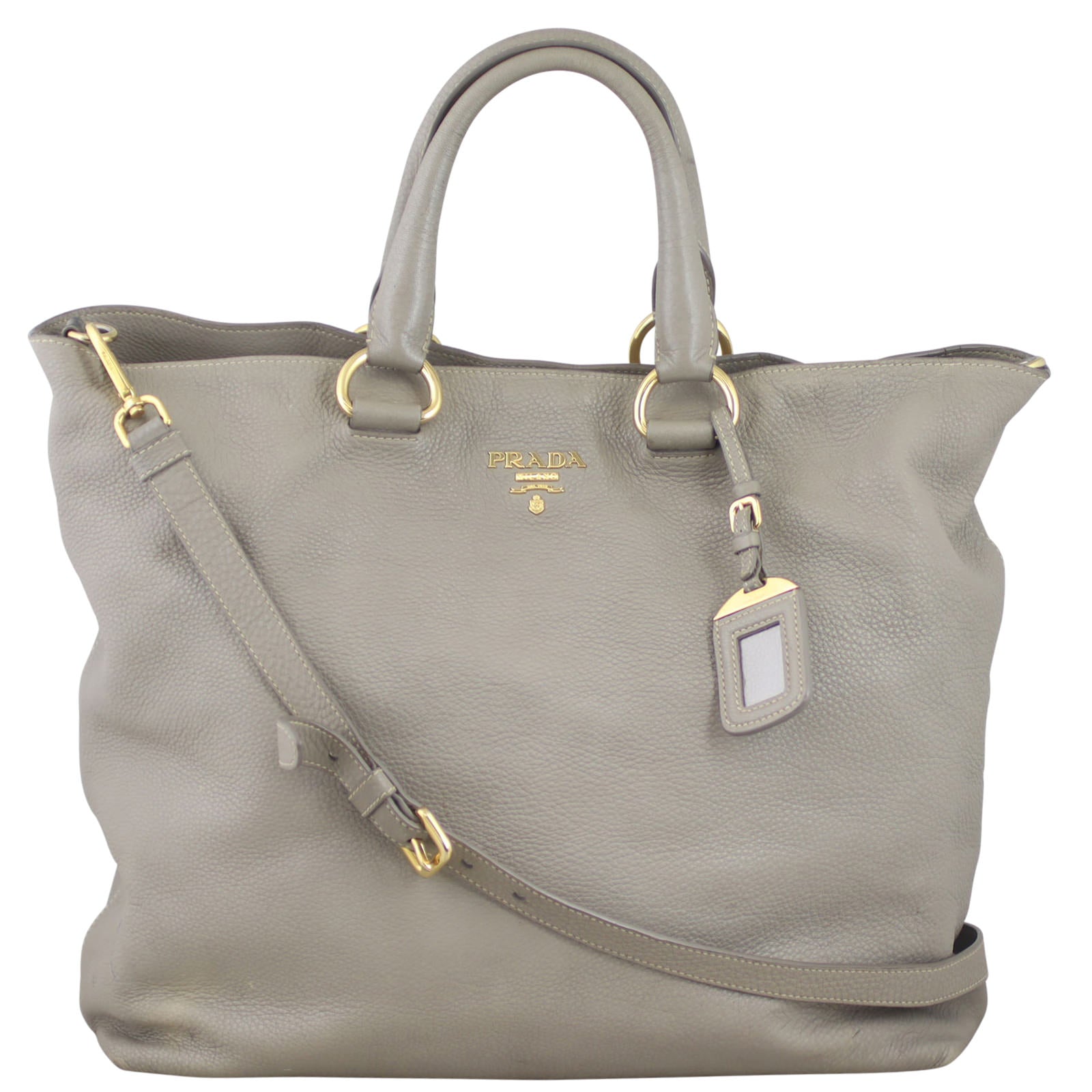 Prada Vitello Daino Large Shopping Tote Front