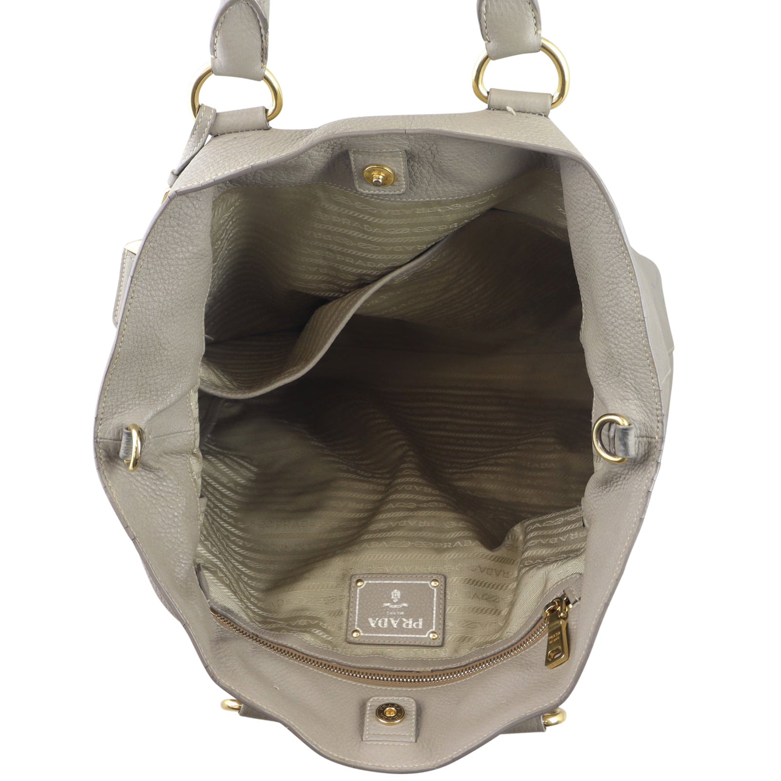 Prada Vitello Daino Large Shopping Tote Interior