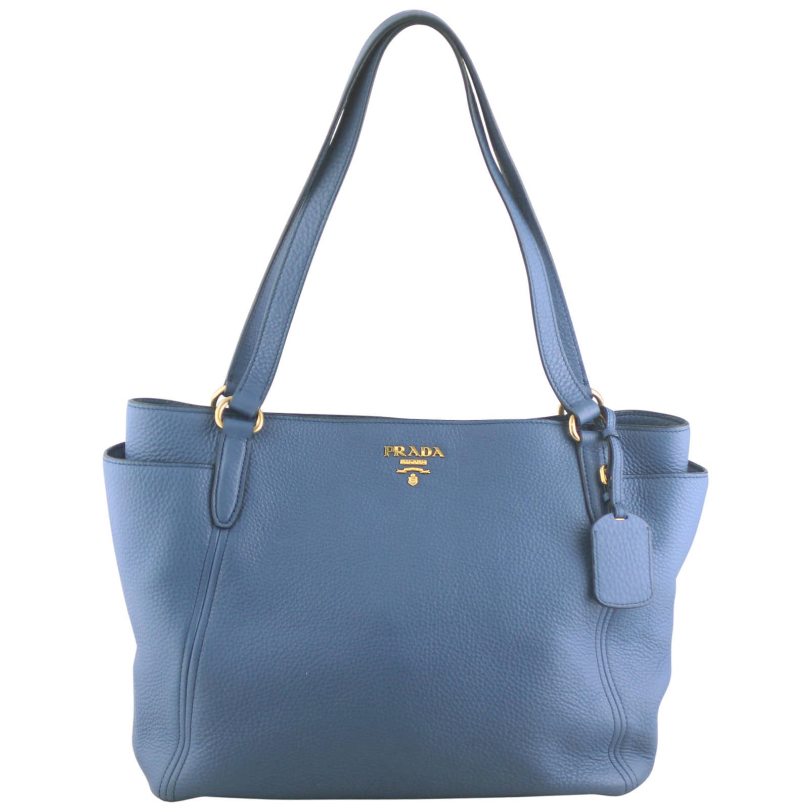 Prada Vitello Daino Side Pocket Tote Bag Front