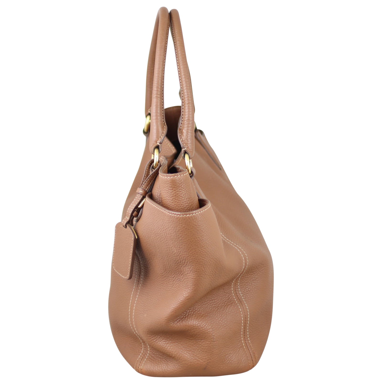 Prada Vitello Daino Twin Pocket Tote Side