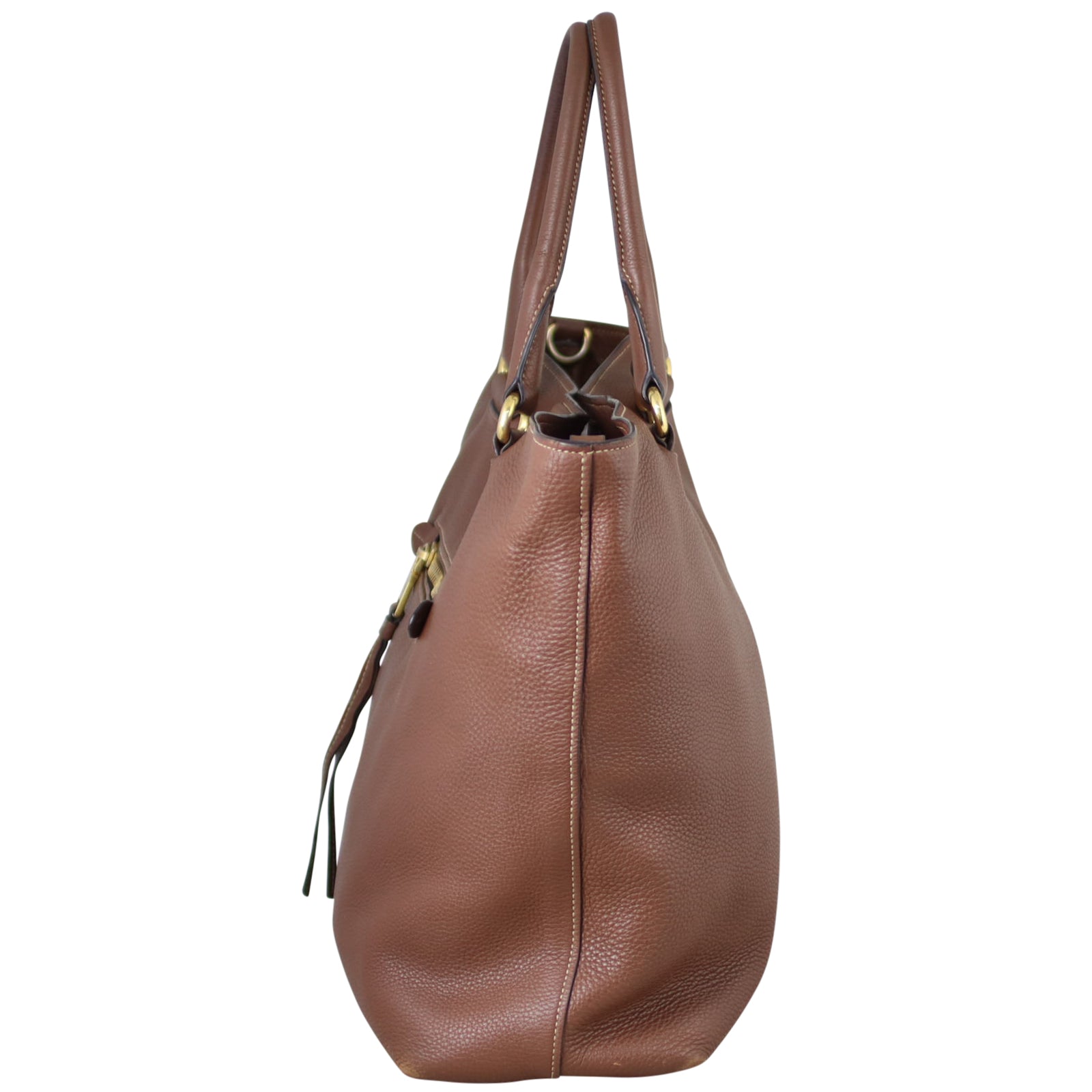 Prada Vitello Daino Two Way Shopping Tote Side