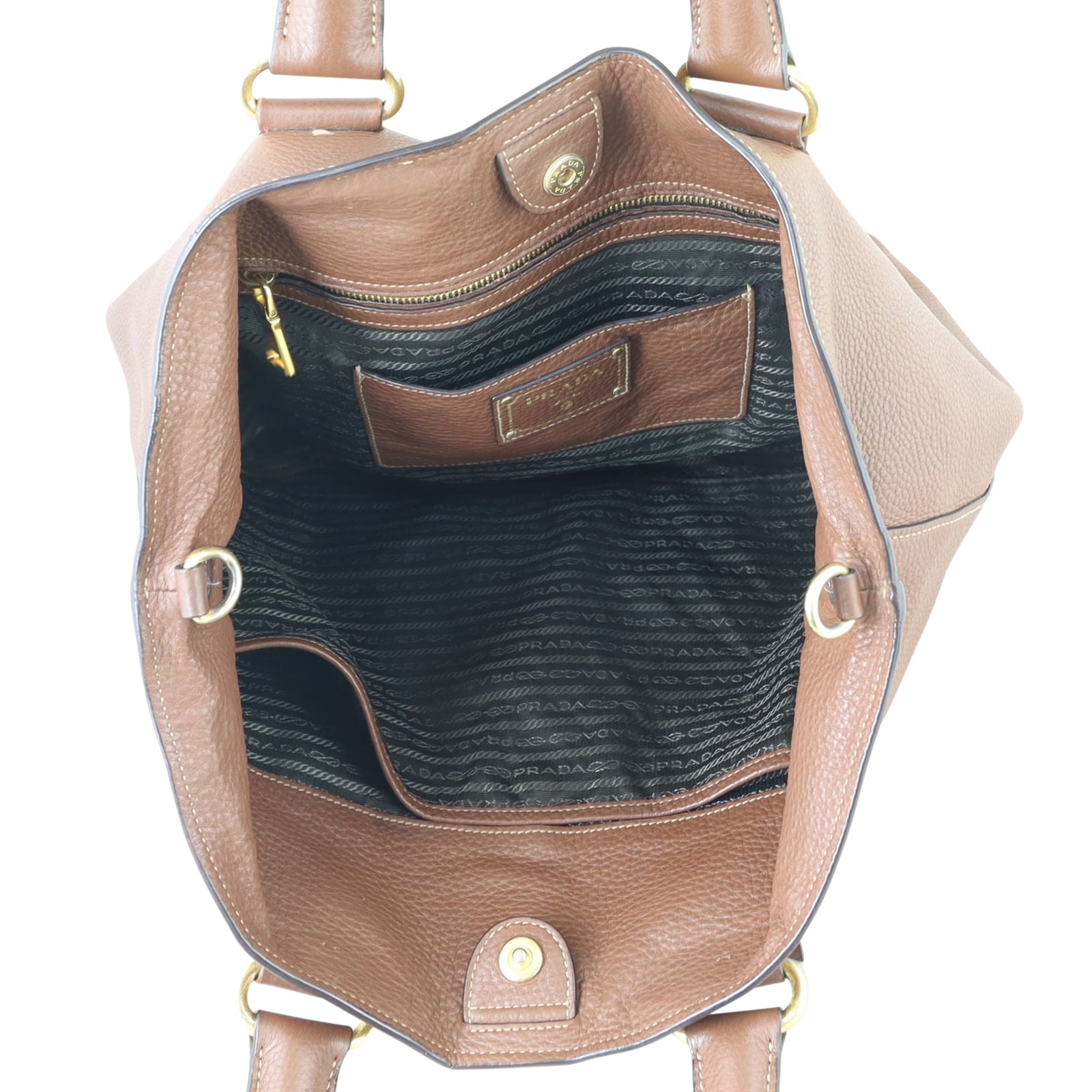 Prada Vitello Daino Two Way Shopping Tote Whole interior