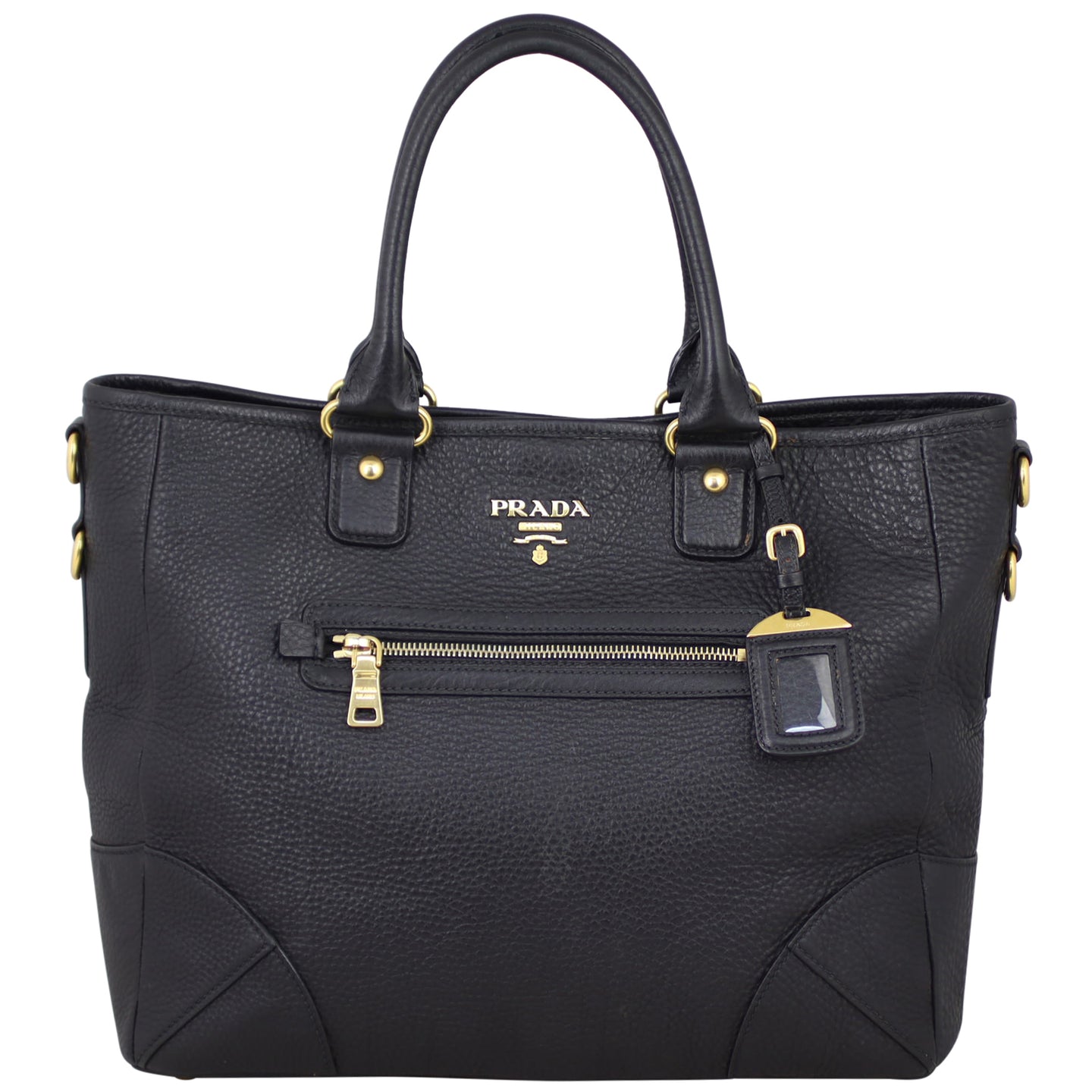 Prada Vitello Daino Zip Tote Bag Front