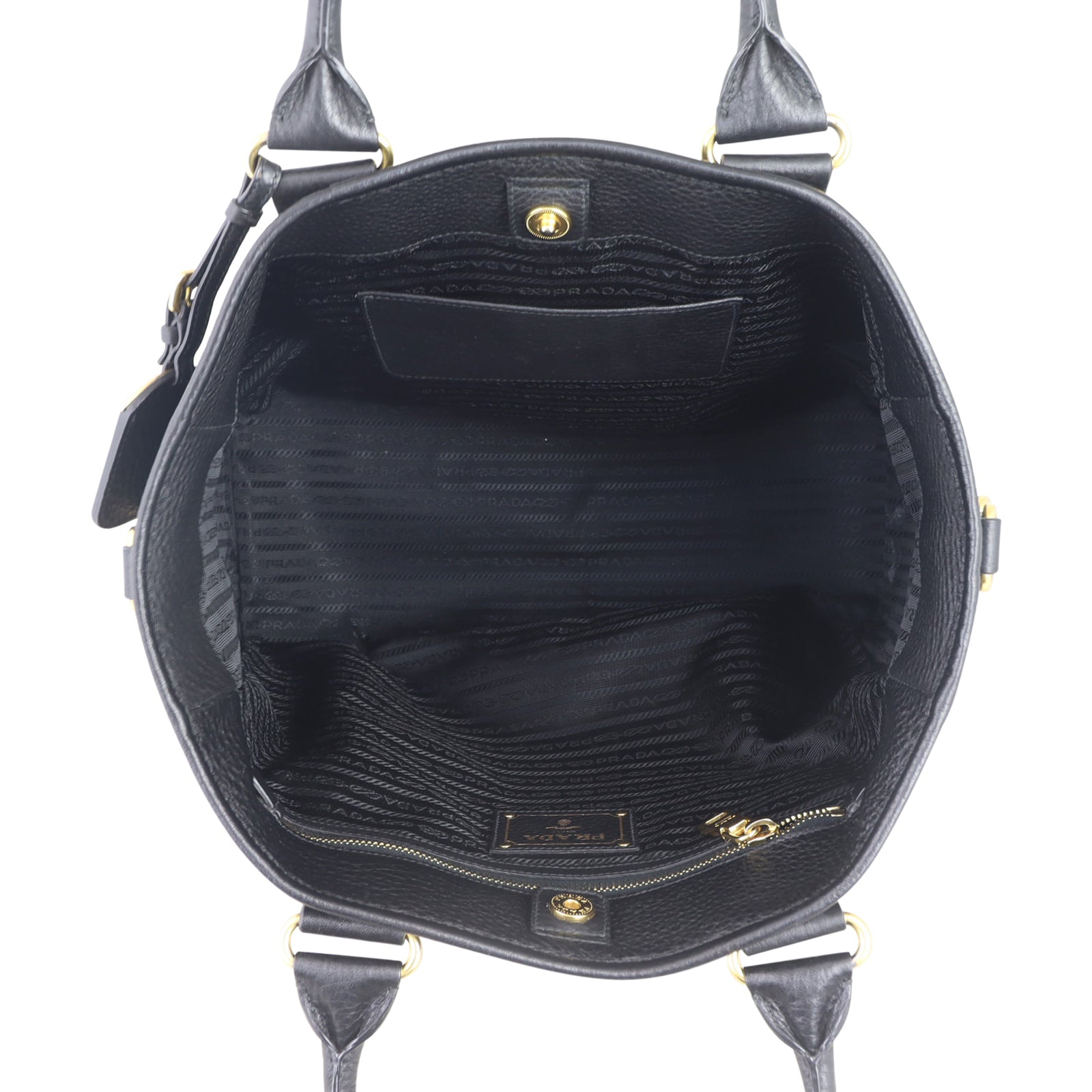 Prada Vitello Daino Zip Tote Bag Whole interior