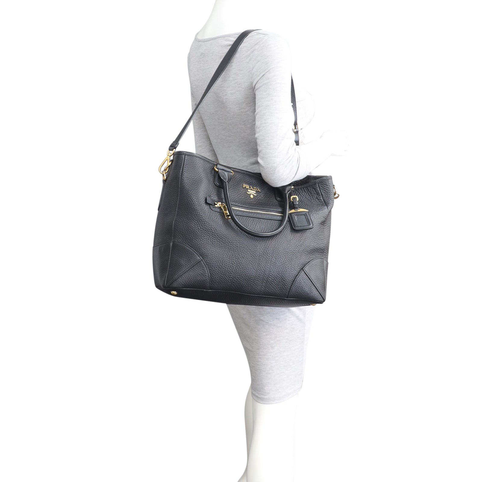 Prada Vitello Daino Zip Tote Bag Mannequin