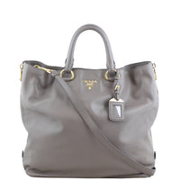 Prada Vitello Morbido Large Expandable Shopper Tote Front