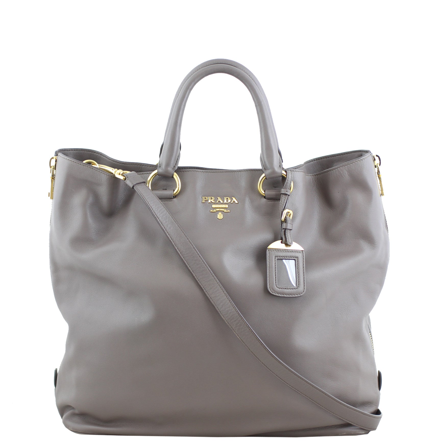 Prada Vitello Morbido Large Expandable Shopper Tote Front