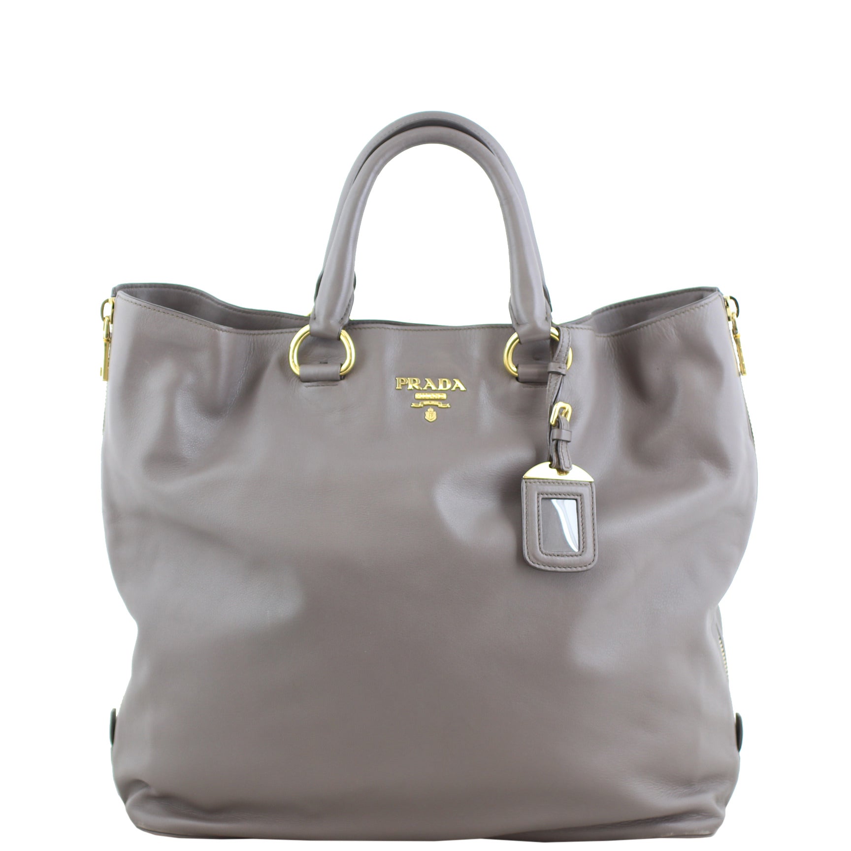 Prada Vitello Morbido Large Expandable Shopper Tote Front