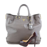 Prada Vitello Morbido Large Expandable Shopper Tote Scale