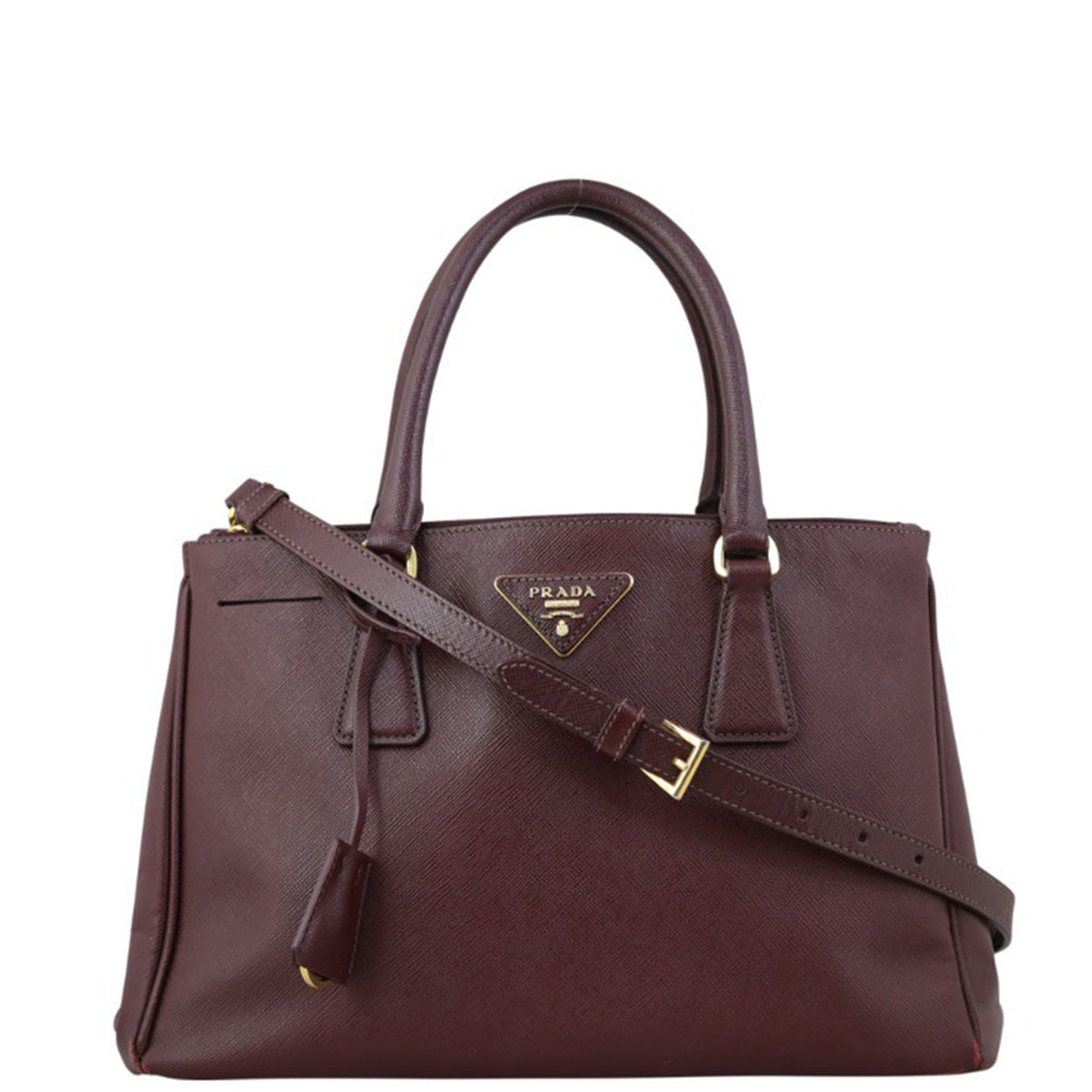 Prada Saffiano Galleria Double Zip Tote Small Front with strap