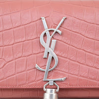 Saint Laurent Kate Tassel Chain Bag Small Croc-Embossed Hardware

