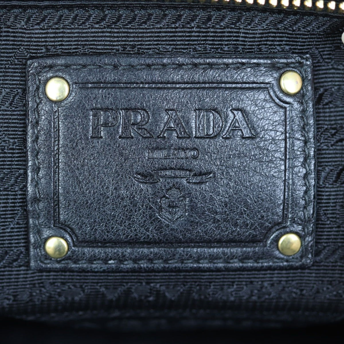 Prada Vitello Daino Top Handle Bag Stamp
