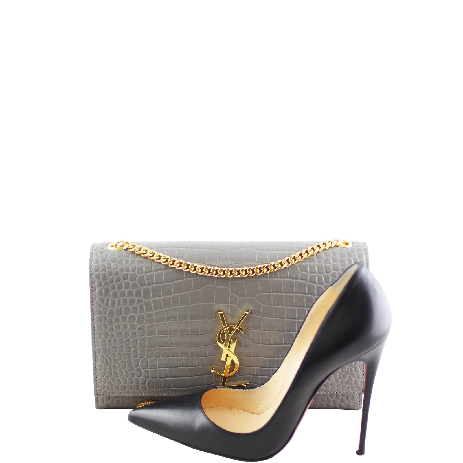 Saint Laurent Kate Medium Tassel Satchel Crocodile Embossed Scale