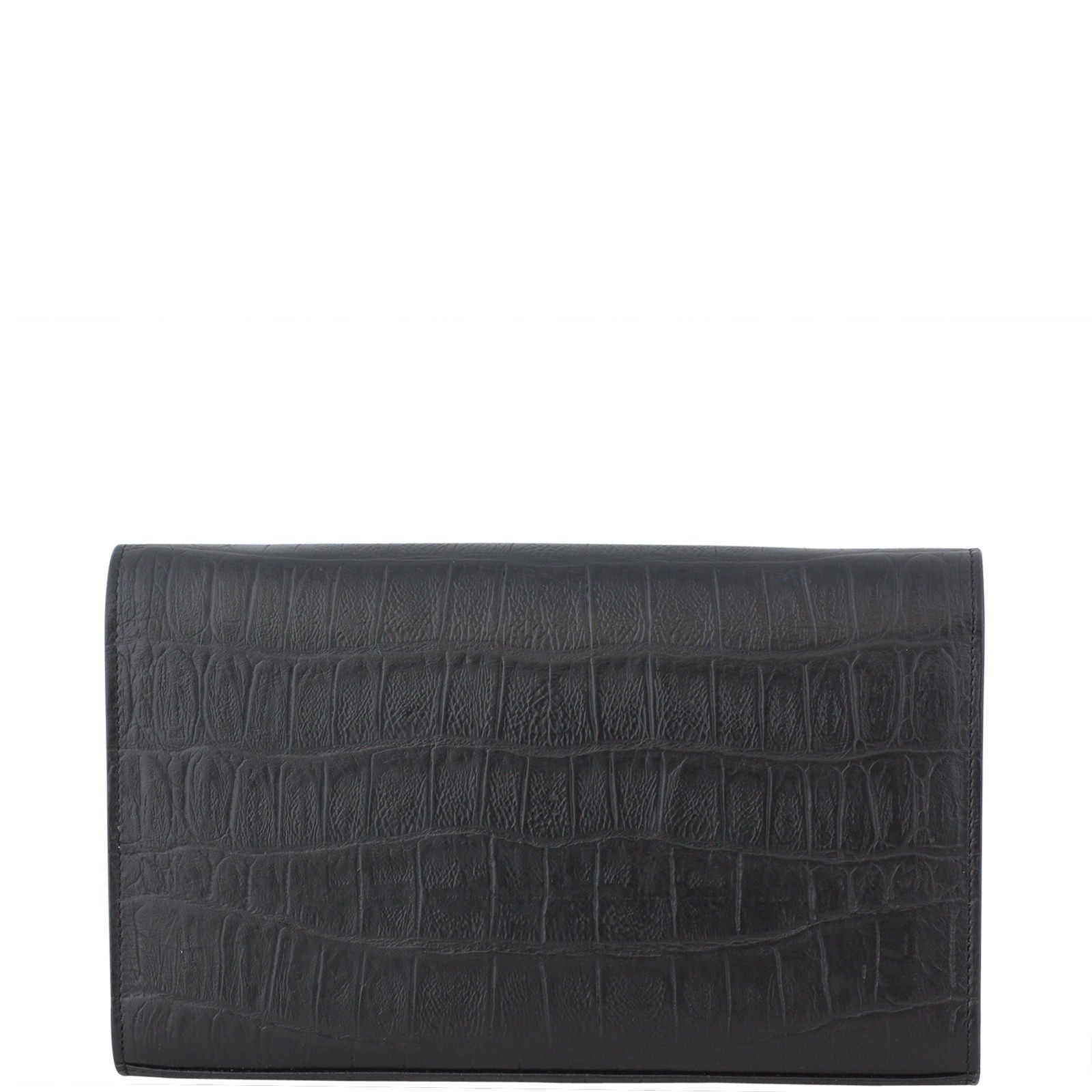 Saint Laurent Crocodile Embossed Chain Wallet Back