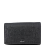 Saint Laurent Crocodile Embossed Chain Wallet Front